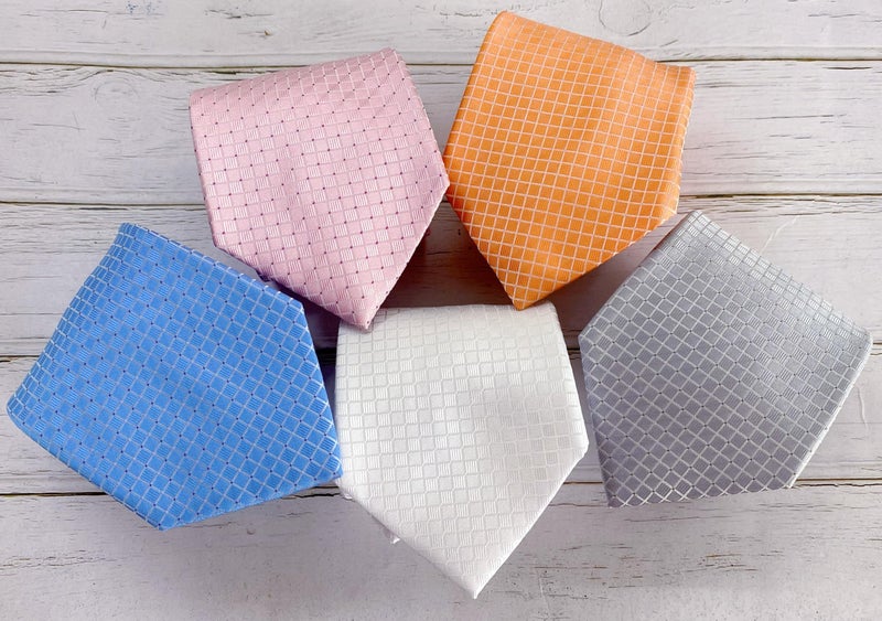 KissTies Mens Pink Tie Checkered Necktie Wedding Ties For Men - Image 3